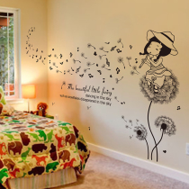 Cartoon living room bedroom bedside self-adhesive wallpaper Dandelion Girl background wall room creative wall sticker sticker