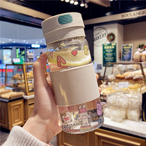 South Korean water glass female heat resistant glass cups ins minimis creative small fresh and cute portable cups with tea leak tea