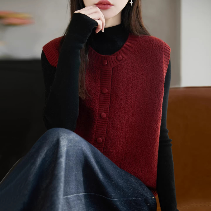 Spring New High-End Knit Vest Cardigan Jacket for Women, Large Size, Red Sweater for Spring, Autumn, and Winter Spring New High-End Knit Vest Cardigan Jacket for Women, Large Size, Red Sweater for Spring, Autumn, and Winter