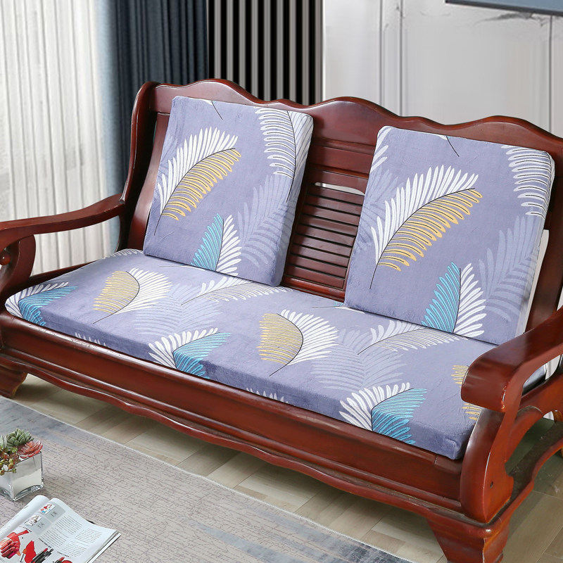 Plush non-slip solid wood sofa cushion mahogany thickened three-seater long wooden chair cushion removable and washable wooden universal seat cushion