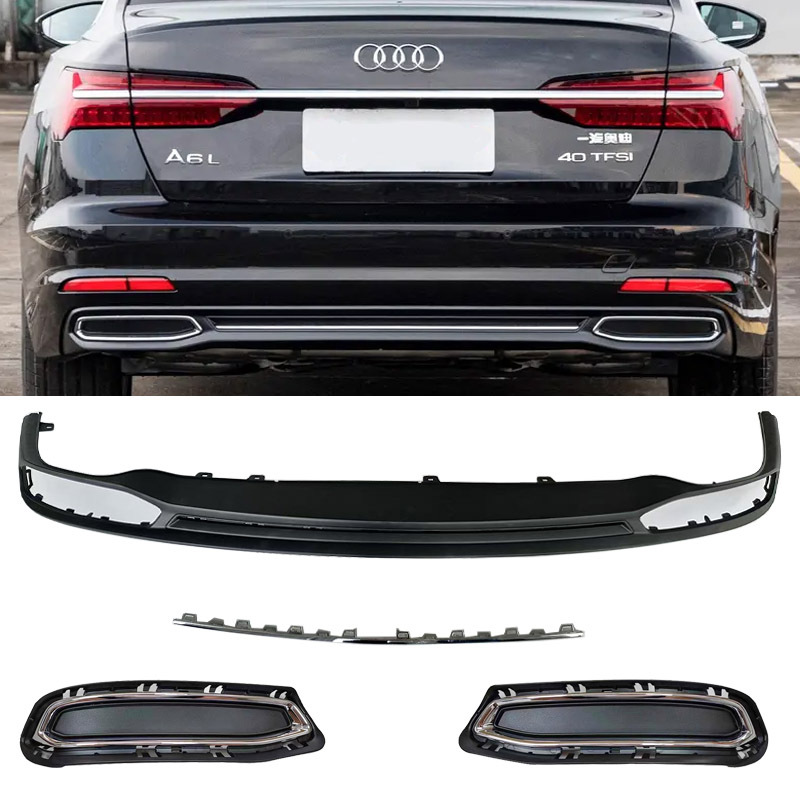 Suitable for 19-22 Audi A6L Rear Bumper Diffuser C8 Rear Bumper Lower Lip Chin Rear Lip Surround