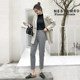 Suit trousers for women spring and autumn 2024 new style high-waisted straight gray cigarette suit small feet interview professional trousers nine points