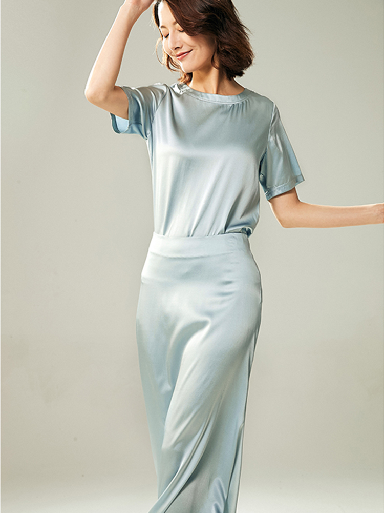 BEEWOOD high-end custom heavyweight silk skirt mulberry silk A-line swing skirt summer mid-length version