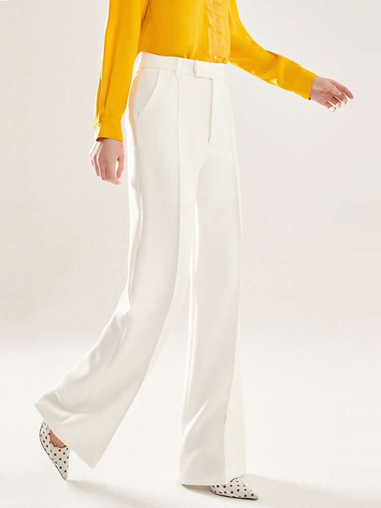 BEEWOOD original custom women's white hanging wide leg pants Pleated micro flared pants casual pants