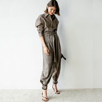 BEEWOOD Biwutong original design womens fashion temperament suit shirt high waist wide leg pants two-piece set