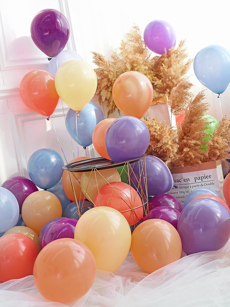 Boy's birthday Birthday Arrangement Retro Color Balloon Scene Decoration Net Red Ins morandi Inn Wind Steam Ball