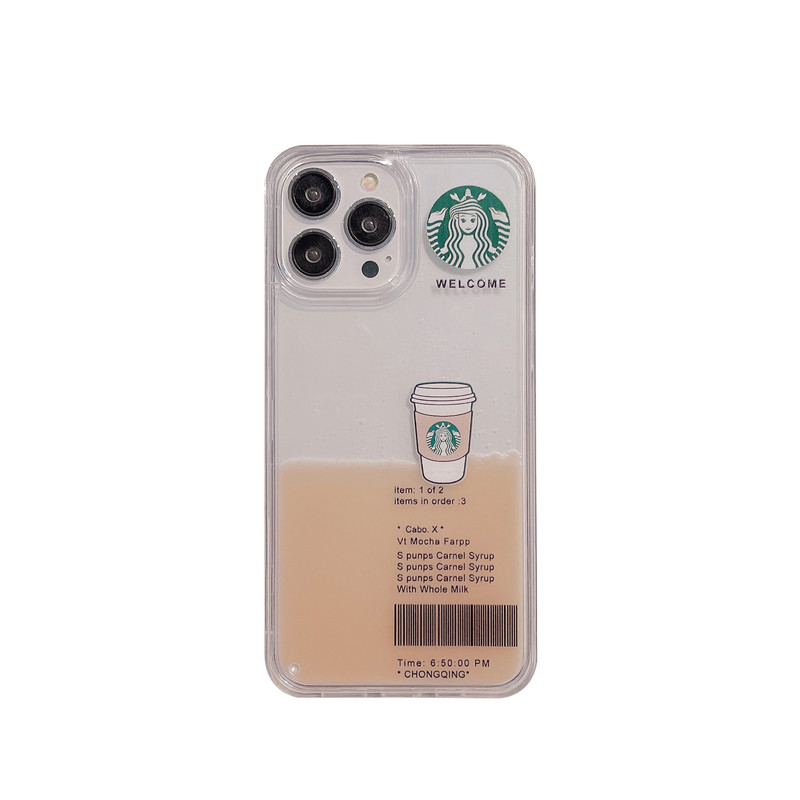 Iced Americano Coffee Milk Tea Phone Case Suitable for Apple 15 Pro Max, New Creative iPhone 16 Plus Liquid Quicksand Xr Floating 14/13/12 Quirky 11 Anti-Drop XS Simple