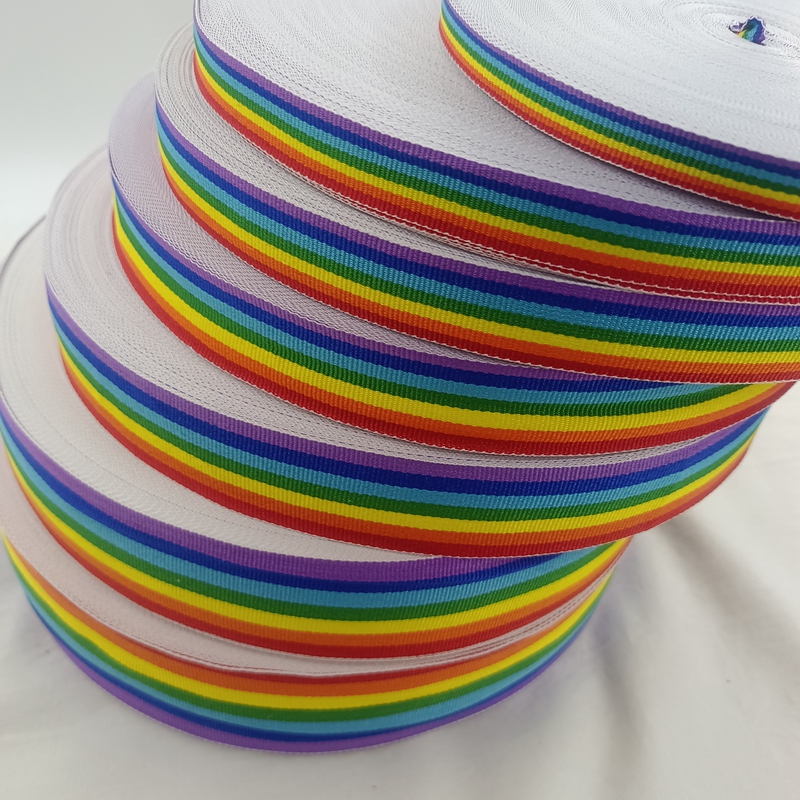 Colorful Polyester Straps DIY Maza Stool with Rainbow Woven Straps Kidsren's Climbing Frame Encrypted Strong Plain Weave Webbing