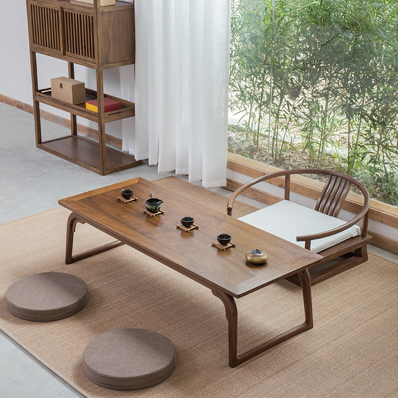 Tatami tea table Japanese Zen tea table Black walnut tea table New Chinese balcony bay window small table low Kang table