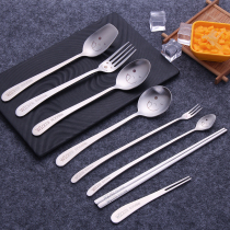 Korean version of thick 304 stainless steel smiley face rice spoon Fork square spoon chopsticks creative cartoon gift Western tableware