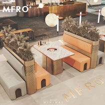 MF commercial hot pot table induction cooker integrated barbecue table smokeless hot pot dining table and chair combination restaurant card seat sofa