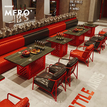 Themed Catering Shop Dining Room Clear Bar Custom Cassette Soft Bag Box Sofa Leaning Against Wall Table And Chairs Combined Red Teahouse