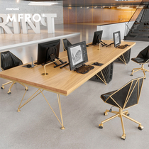 Solid Wood Staff Desk Chair Composition 6 Artificial Position Screens Office Table Four Working Position Screen Partition