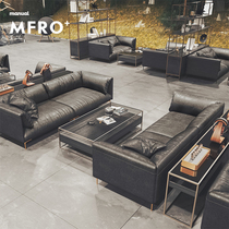 Genuine Leather Light Lavish Hotel Clubhouse Reception Negotiation Floor Room-like Interpanel 4S Sofa Composition Office Clear Bar
