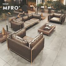 Light extravagant office Fancy Genuine Leather Trio Place of sale Sofa Hotel Clubhouse Tea Table Modern Minimalist Composition