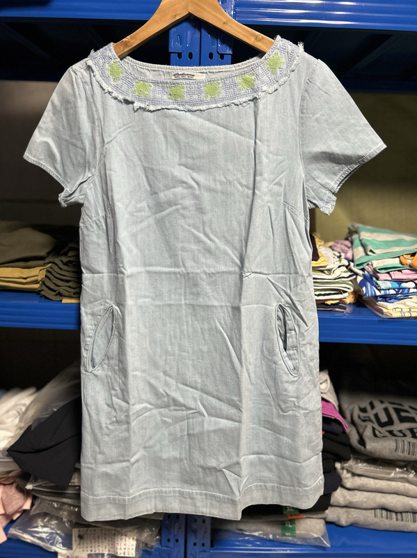 Stradivarius European Women's Summer Short-Sleeved Washed Denim Dress Is Loose, Casual, Versatile and Comfortable