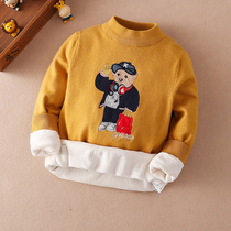 Boy warm sweater baby pullover big children autumn winter plus velvet padded base sweater 2021 New