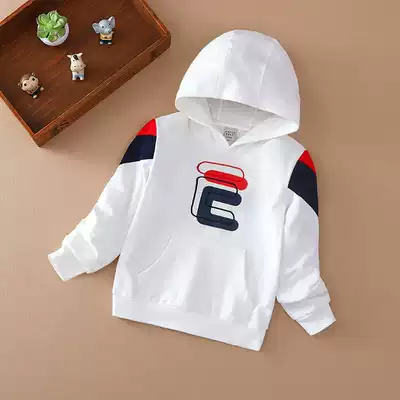 Boys hooded sweatshirt spring and autumn 2021 new cotton foreign style tide clothes in big children T-shirt children's hooded children's clothing