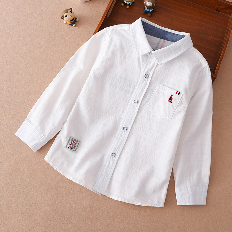 Boys' long-sleeved shirt 2022 spring and autumn new Korean version of the Western style fashion children's college style white shirt in the big boy tide