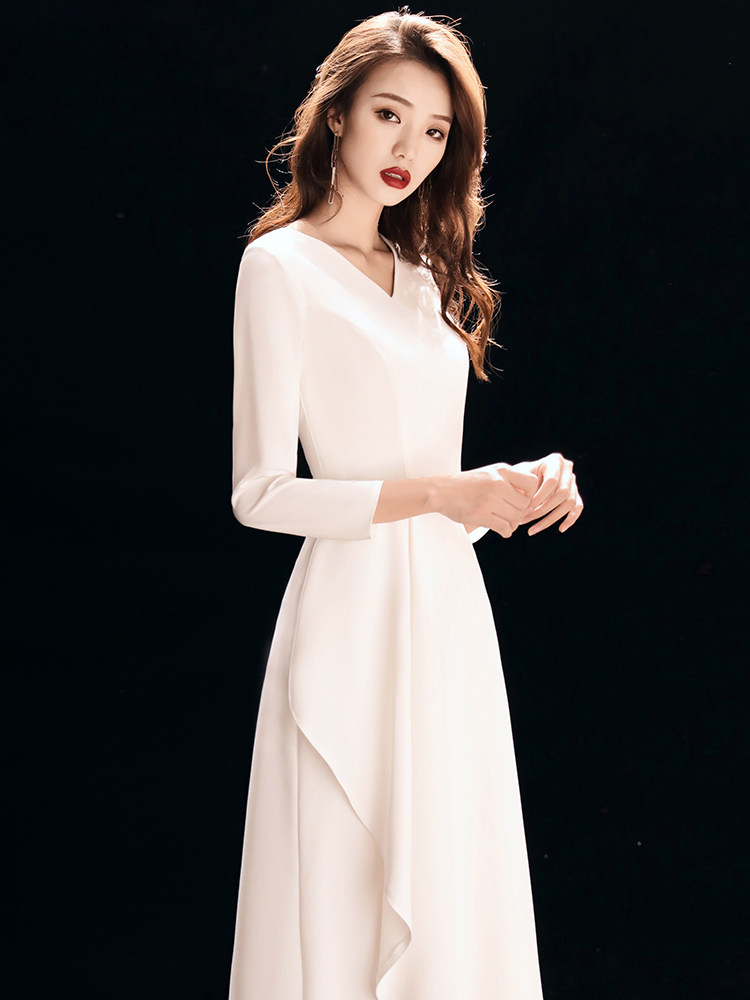 Evening dress Western dress Summer summer white high-end temperament socialite banquet light luxury niche can usually wear skirt women