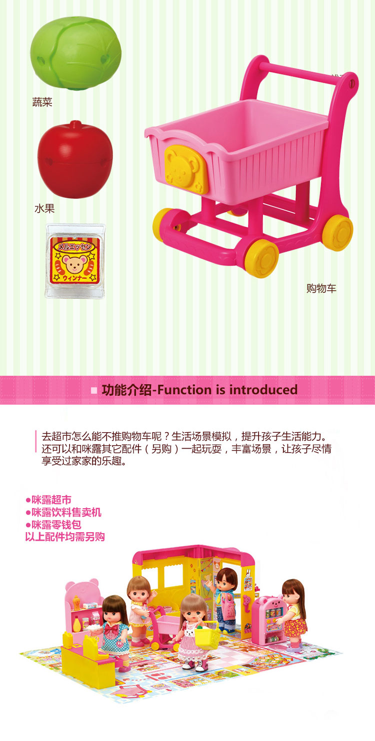 Mellchan Milu Giỏ hàng Búp bê Đồ chơi cho trẻ em Thiết lập Bộ đồ chơi Cô gái Nhà mô phỏng trang sức cho búp bê