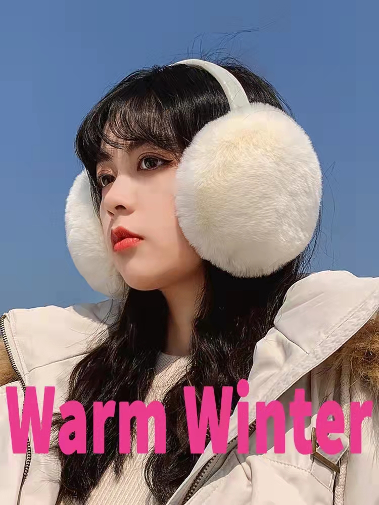 Ear warmer female winter simple plush lace leather one ear bag magic boy foldable earmuffs antifreeze funny
