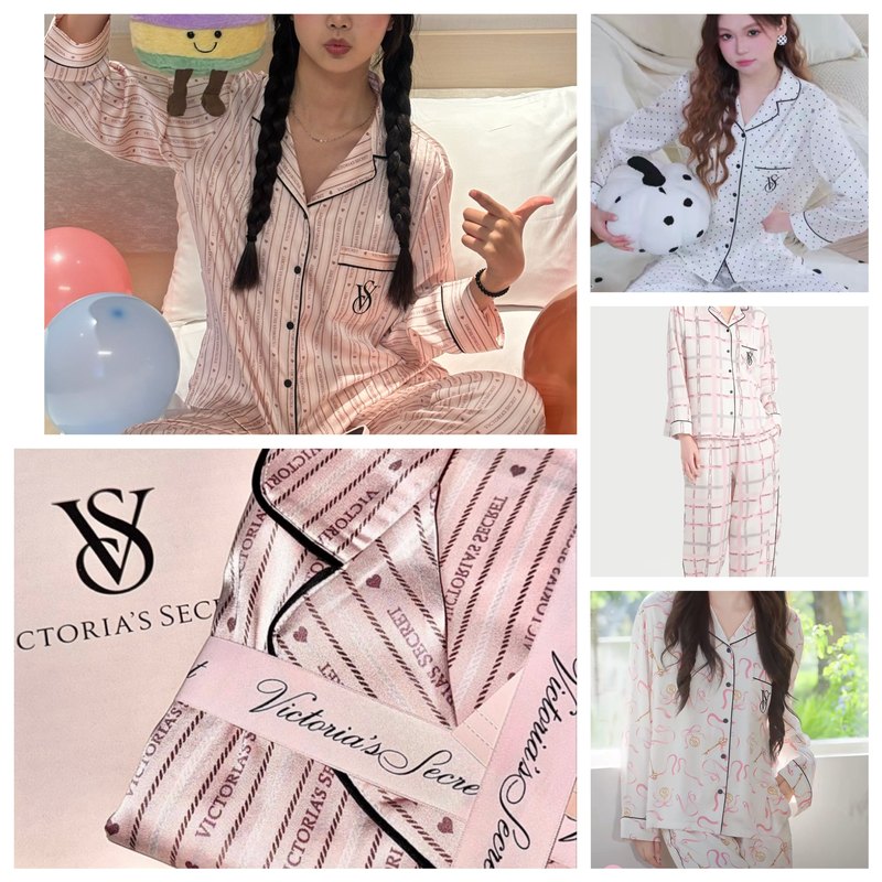 Victoria's Secret Silky Long-Sleeved Long Pants Polka Dot Yang Mi Style Pajama Set Silky Loungewear Victoria's Secret Silky Long-Sleeved Long Pants Polka Dot Yang Mi Style Pajama Set Silky Loungewear