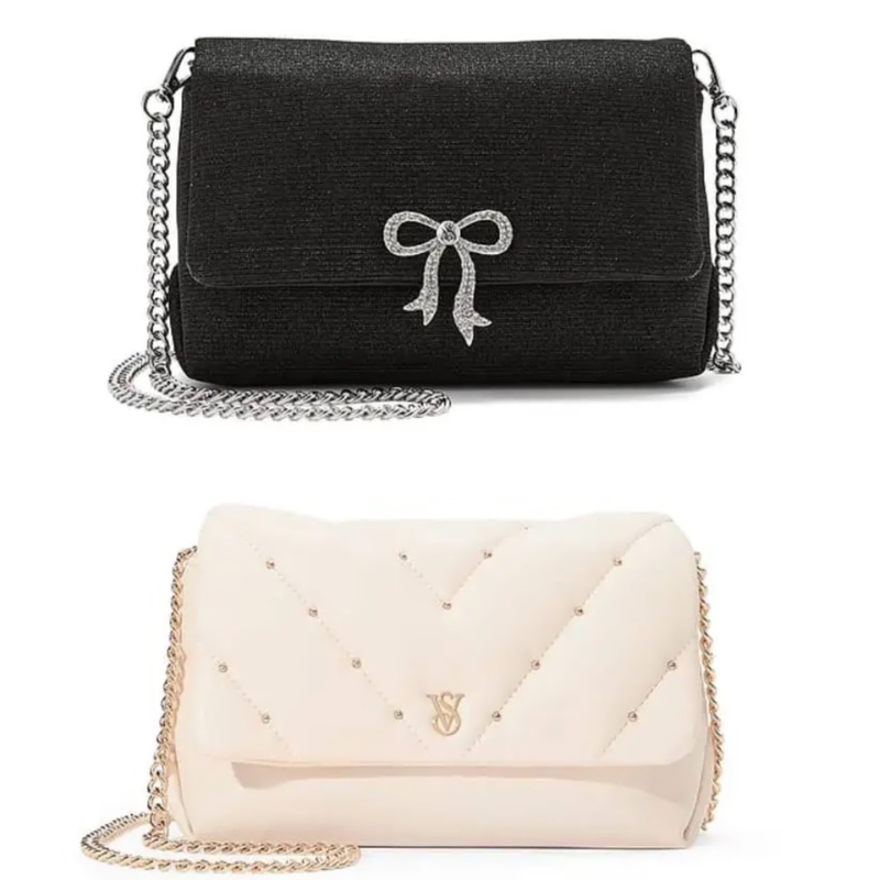 Authentic Victoria's Secret Snap-Button Bow Chain Bag, Mobile Phone Bag, Wallet, Card Holder