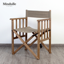 Personality Nordic old solid wood fabric folding chair high-end retro leisure chair coffee shop milk tea shop table and chair