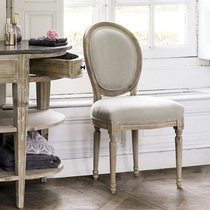 American country solid wood fabric dining chair custom home round back chair Western restaurant Cafe linen table chair