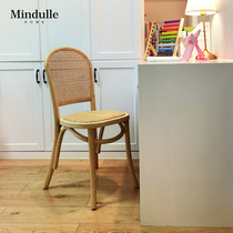 American solid wood dining chair old vintage simple chair backrest single casual living room home black rattan chair