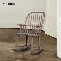 American all solid wood adult rocking chair Net red home old leisure chair simple nap balcony wooden Windsor chair