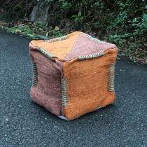 India imported soft stool simple fashion handmade jute shoe stool footstool sofa stool Creative low stool pier
