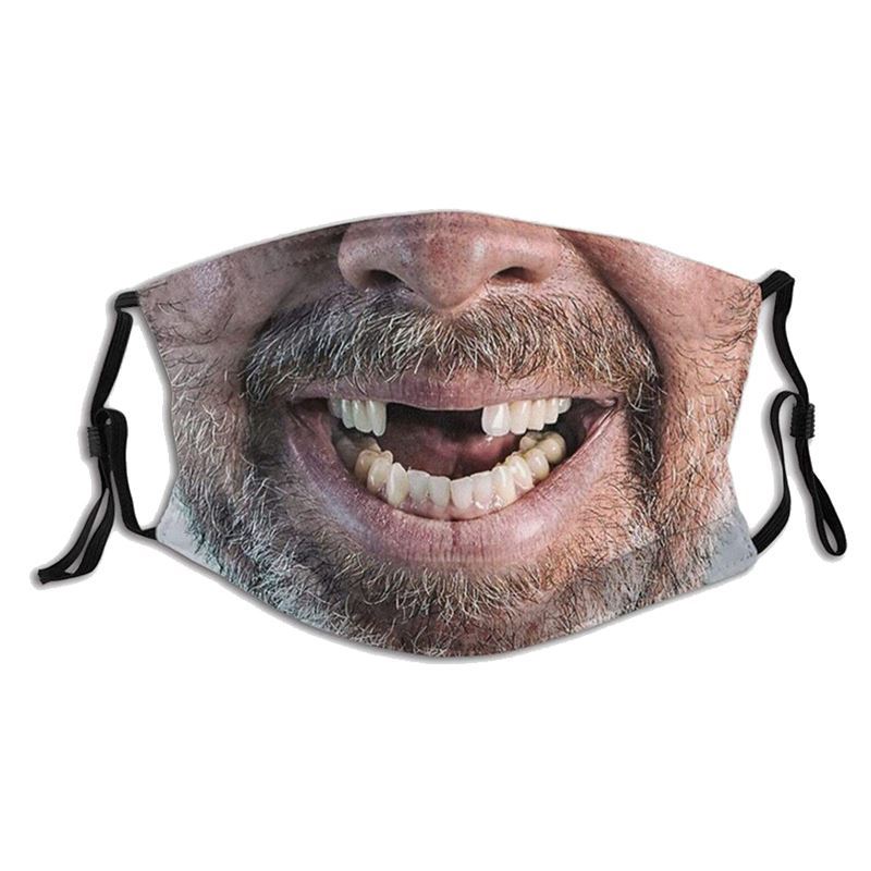 Anti-hitch mask prank for a big mouth half-face funny face personality riding to blame for the fumbling sound burst sand sculpted face towels