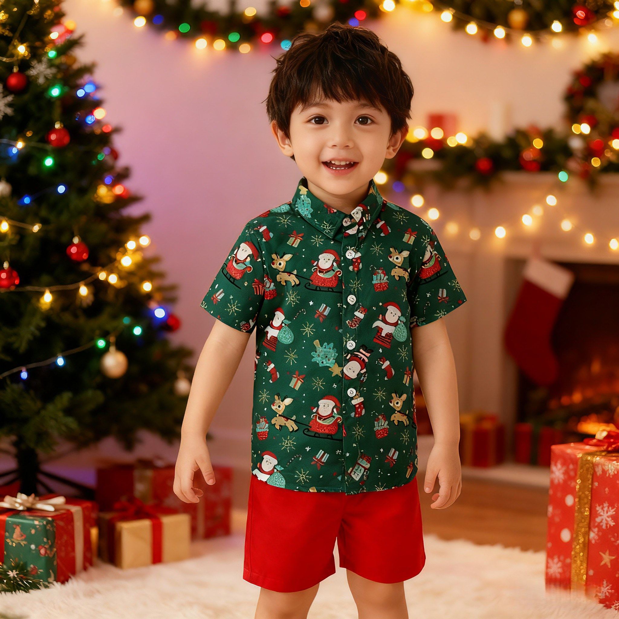 圣诞儿童服装男童2岁男宝宝圣诞衣服小朋友夏季短袖套装Christmas评价- 淘宝网, image size:2048x2048