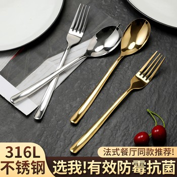 French 316 stainless steel antibacterial and mildew-proof western food spoon fork