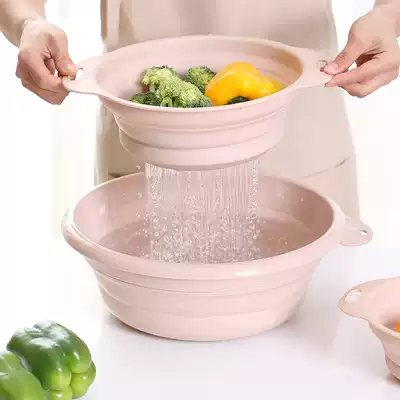 Kitchen sink, vegetable wash basin, fruit drain basket, travel folding telescopic drain basket, vegetable wash pool, vegetable wash Lanzi