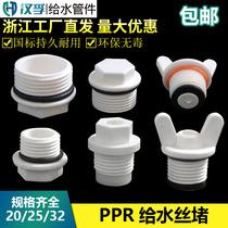PPR outer tooth plastic pipe plug ppr4 part outer wire plug 20 25 6 point wire plug pipe cap water pipe fitting with leather ring