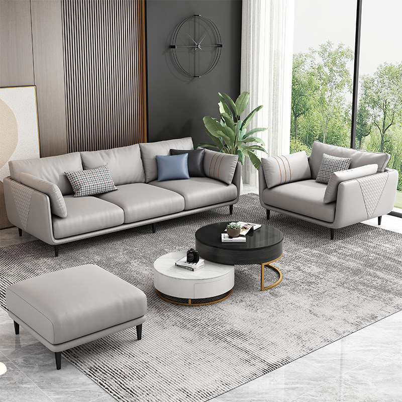 Italian-style minimalist light luxury technology cloth sofa straight row Nordic small apartment living room three-person four-person simple and modern