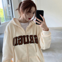 GRUGD DIRBEN towel LOGO embroidered zipper top couple all-match coat loose casual sweater hoodie trendy