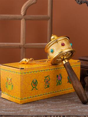 西藏旅拍纪念品手摇转金轮转金筒六字加重双轴承