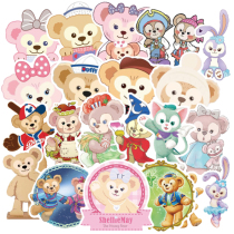 36 cute Duffy bear stickers Net Red Girl ins pink helmet stickers luggage stickers ballet rabbit stickers