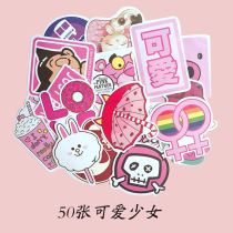 50 pink girl heart stickers luggage stickers waterproof Tide brand trolley case guitar skateboard suitcase sticker