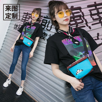 Fashion all-match canvas bag graduation design to map custom Harajuku female bag student messenger folding shoulder bag casual