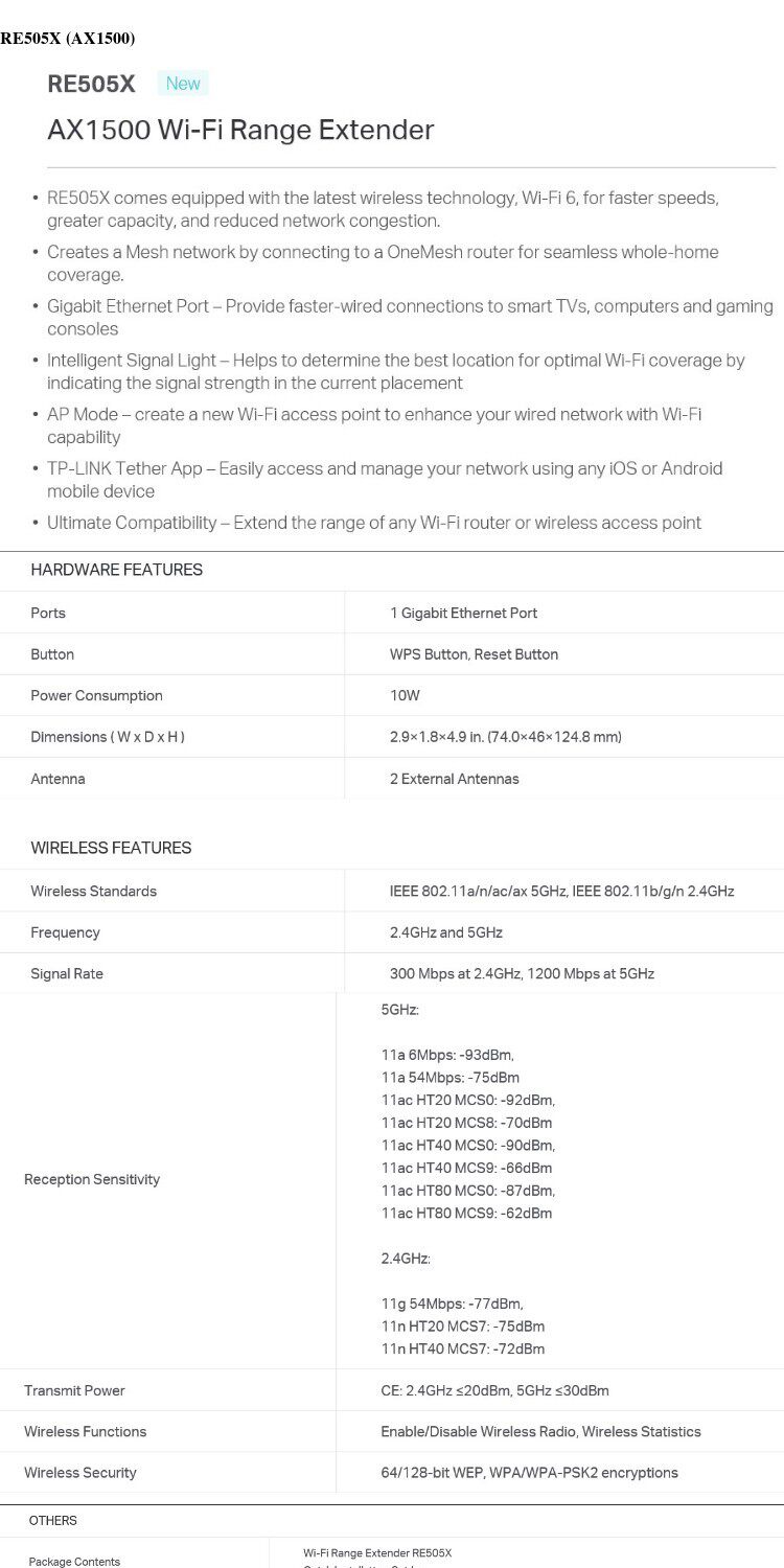 Беспроводной маршрутизатор tp-link re505x re605x ax1500 ax1800 wifi 6双频无线信号扩展器 TP/LINK