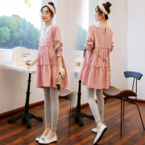 Pregnant women spring and autumn set fashion 2021 new autumn pregnant womens dress autumn coat long sleeve maternity dress