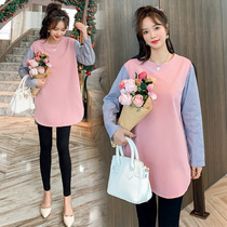 Pregnant women autumn suit fashion long sleeve top cotton maternity spring and autumn T-shirt large size autumn dress