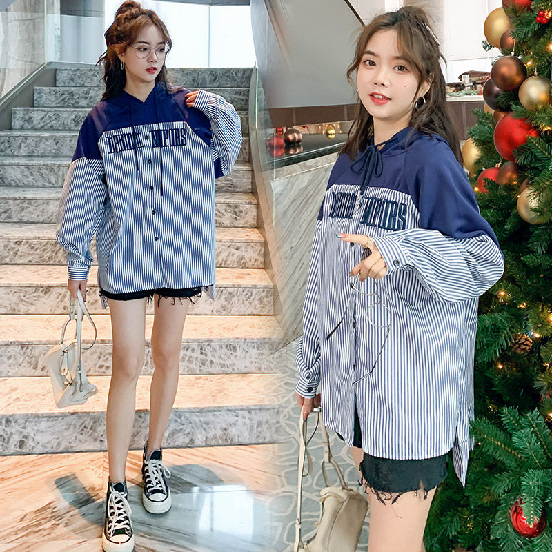 Pregnant woman dress Spring and autumn in a foreign blouse for a long version 2021 the 2021 New Spring Fashion Fashion Pregnancy Mother Clothes Tide