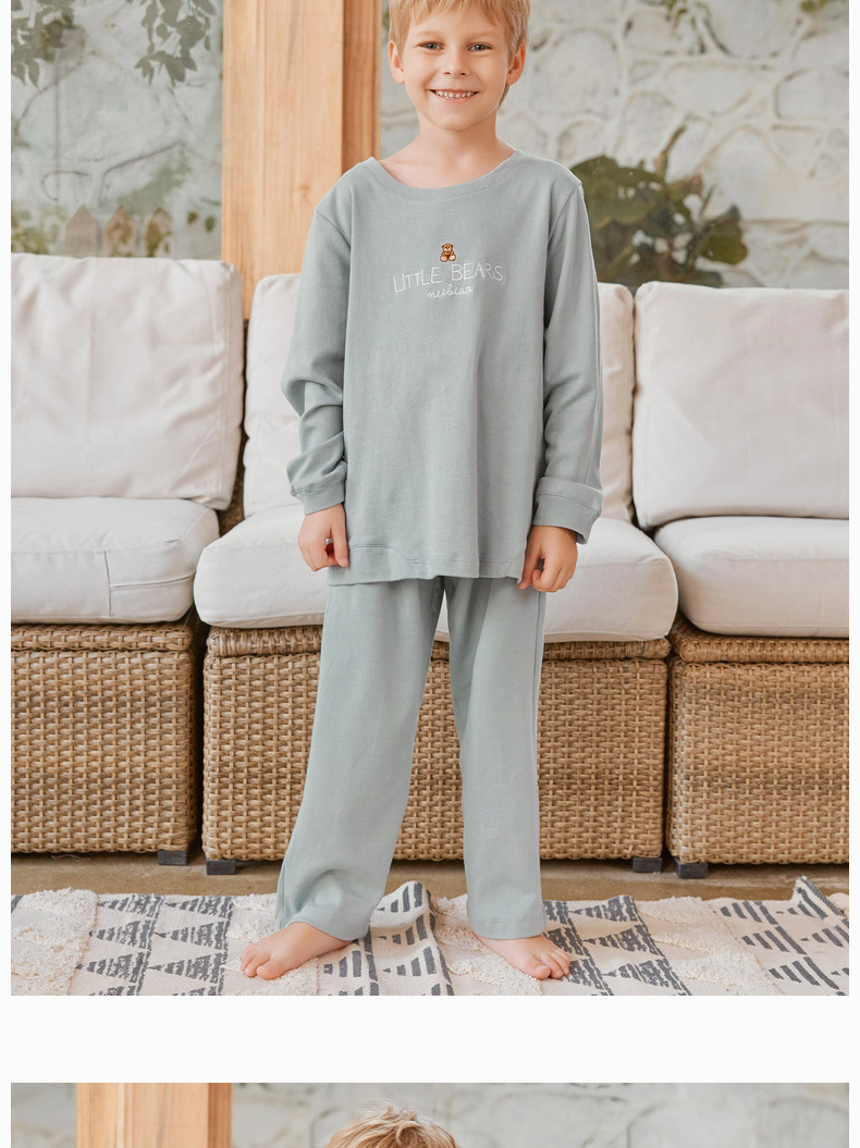 American tiêu chuẩn 2018 mùa thu và mùa đông Bộ đồ ngủ trẻ em dài tay cho trẻ em bằng vải cotton cho nam đồ bộ nữ