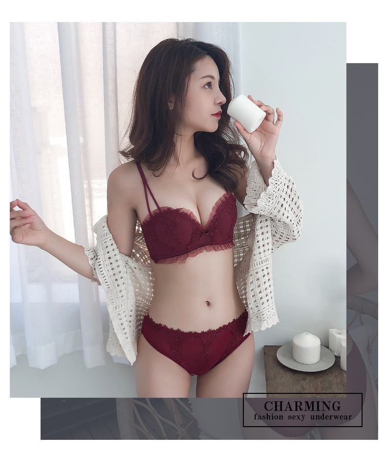Sexy cô gái nửa cốc đồ lót ren trên bộ sưu tập tập hợp bên ngoài mở rộng ngực nhỏ mà không vành áo ngực thoải mái thiết lập áo ngực ao lot
